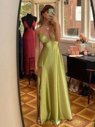 Soft Spaghetti Strap Sleeveless Mermaid Satin Long Prom Dresses For Party, PG997