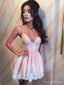 Cute Spaghetti Strap Sleeveless A-line Lace Homecoming Dresses For Party, PGH438