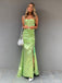 Soft Spaghetti Strap Sleeveless Mermaid Satin Long Prom Dresses For Party, PG698