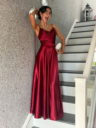 Sexy Spaghetti Strap Sleeveless Mermaid Satin Long Prom Dresses For Party, PG830