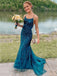 Elegant Spaghetti Strap Sleeveless Mermaid Lace Long Prom Dresses For Party, PG524