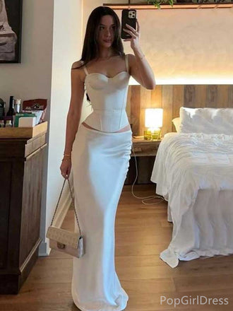 Soft Spaghetti Strap Sleeveless Mermaid Satin Long Prom Dresses For Party, PG394