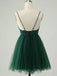 Gorgeous Spaghetti Strap Sleeveless Short A-line Dark Green Homecoming Dresses, PGH55