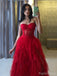 Elegant Sweetheart Sleeveless A-line Tulle Ruffles Long Prom Dresses For Party, PG438