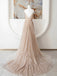 Sparkly V-neck Spaghetti Strap Sleeveless A-line Backless Long Prom Dresses With Trailing, PG08