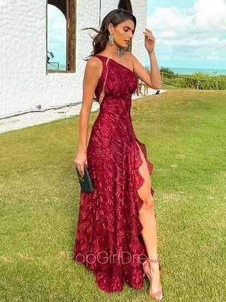 Elegant One-shoulder Sleeveless Mermaid Satin Long Prom Dresses For Party, PG516