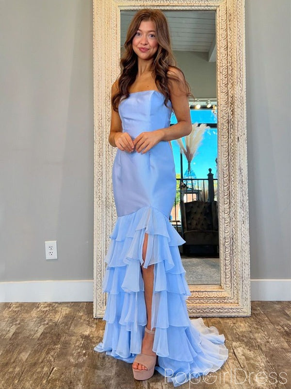 Sexy Sweetheart Sleeveless Mermaid Satin Long Prom Dresses For Party, PG708