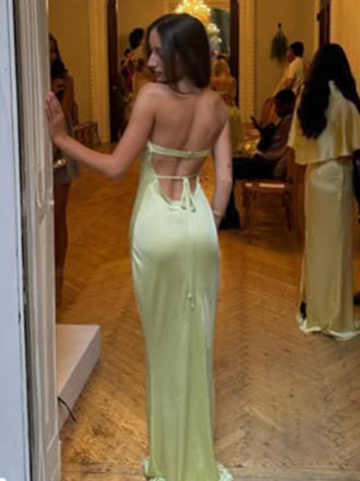 Sexy Sweetheart Sleeveless Mermiad Satin Long Prom Dresses For Party, PG922