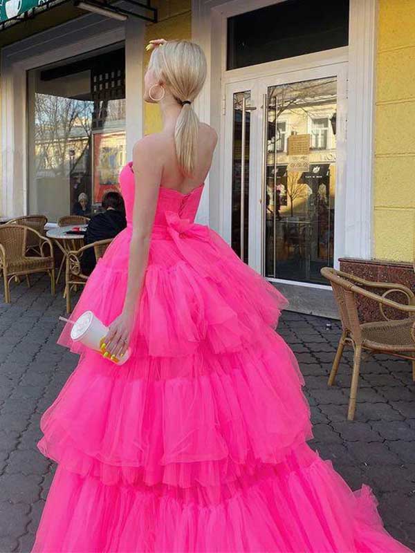 Unique Sweetheart Sleeveless A-line Tulle Long Prom Dresses For Party, PG355