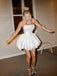 Simple Sweetheart Sleeveless A-line Satin White Homecoming Dresses For Party, PGH467