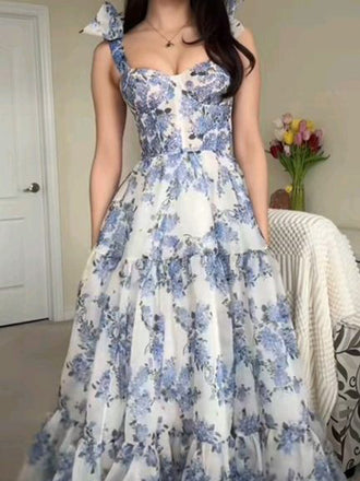 Elegant Spaghetti Strap Sleeveless A-line Long Prom Dresses For Party, PG501