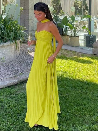 Soft Sweetheart Sleeveless A-line Chiffon Long Prom Dresses For Party, PG984