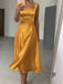 Soft Square Sleeveless Satin A-line Long Prom Dresses For Party, PG427