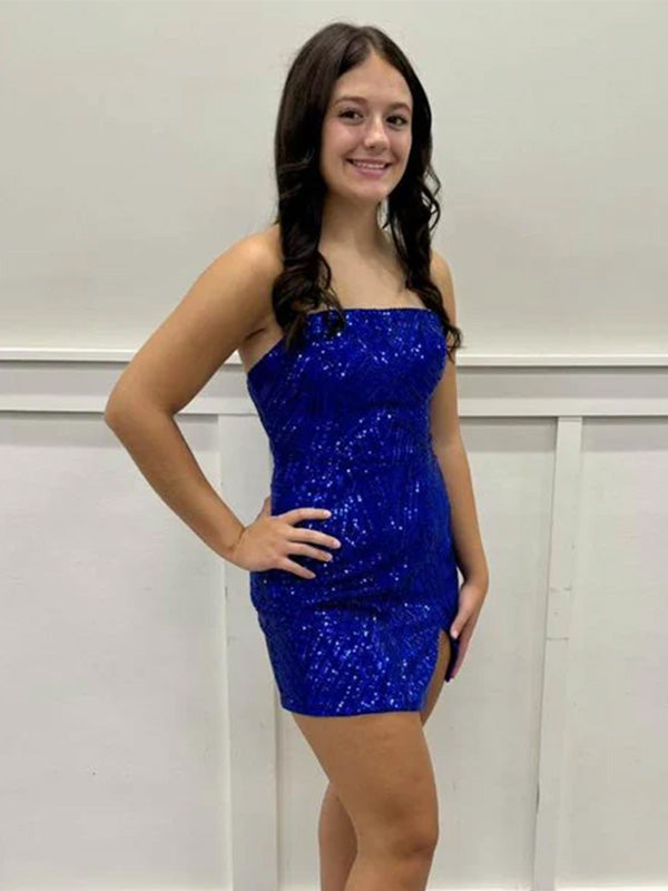 Sexy Sweetheart Short Sleeveless Sequin Mermaid Homecoming Dresses For Party, PGH315