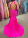 Sexy Halter Strap V-neck Mermaid Sleeveless With Trailing Long Prom Dresses For Party, PG134