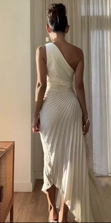 Sexy One-shoulder Sleeveless Mermaid Satin Long Prom Dresses For Party, PG910