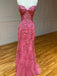 Sexy Sweetheart Sleeveless Lace Mermaid Long Prom Dresses With Trailing For Party, PG183