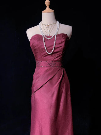 Simple Sweetheart Sleeveless Mermaid Satin Long Prom Dresses For Party, PG315