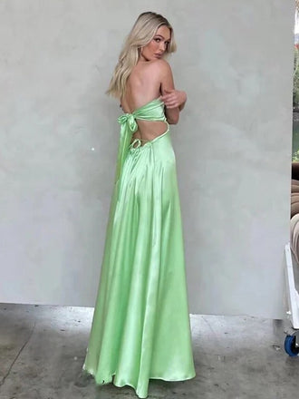 Sexy Sweetheart Sleeveless Mermaid Satin Long Prom Dresses For Party, PG846