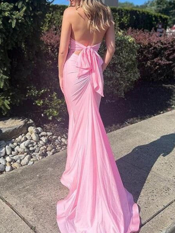 Sexy V-neck Sleeveless Mermaid With Trailing Long Prom Dresses, PG59