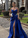 Formal Sweetheart Sleeveless A-line Satin Long Prom Dresses For Party, PG597