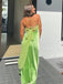 Soft Spaghetti Strap Sleeveless A-line Satin Long Prom Dresses For Party, PG661