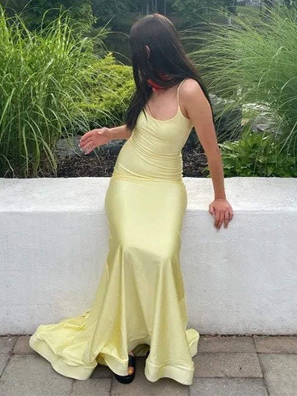 Sexy Spaghetti Strap Mermaid Sleeveless With Trailing Long Prom Dresses For Party, PG95