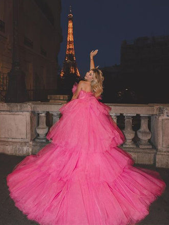 Elegant Sweetheart Sleeveless A-line Tulle Long Prom Dresses For Party, PG573