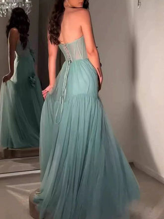 Elegant Sweetheart Sleeveless Mermaid Chiffon Long Prom Dresses For Party, PG1022