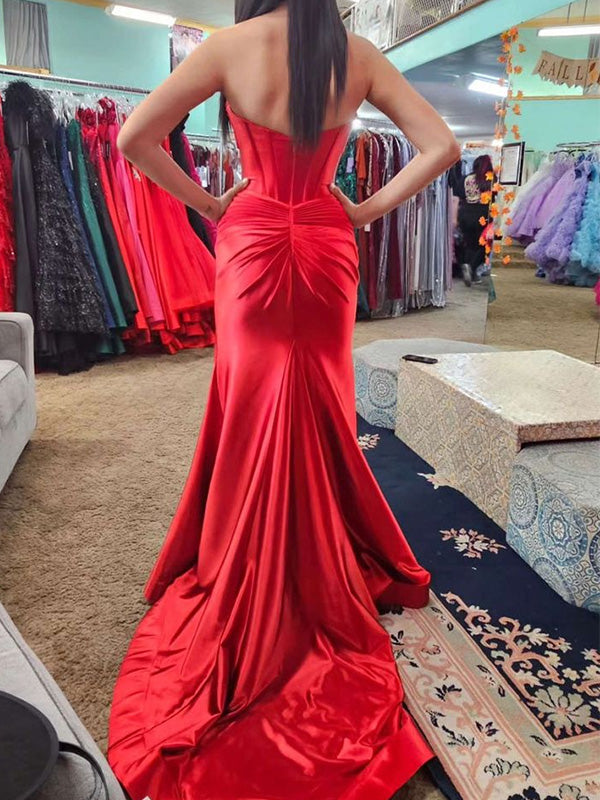 Sexy Sweetheart Mermaid Sleeveless With Side Slit Long Prom Dresses For Party, PG107