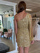 Shiny One-shoulder Short Mermaid Sequin Homecoming Dresses For Party, PGH155