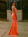 Sexy V-neck Sleeveless Mermaid Long Prom Dresses With Front Slit For Party, PG175