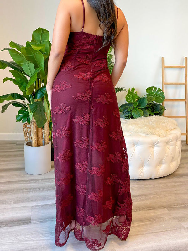 Elegant Spaghetti Strap Sleeveless Mermaid Lace Long Prom Dresses For Party, PG513