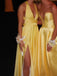 Soft V-neck Sleeveless A-line Satin Long Prom Dresses For Party, PG561