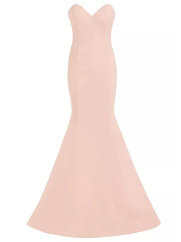 Simple Sweetheart Sleeveless Mermaid Satin Long Prom Dresses For Party, PG467