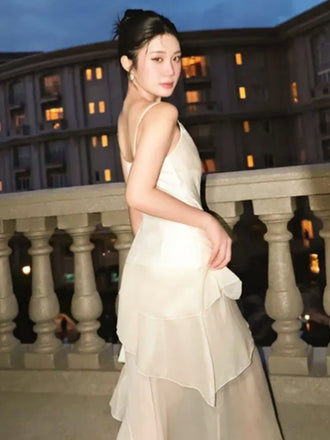 Soft Spaghetti Strap Sleeveless Mermaid Chifffon Long Prom Dresses For Party, PG1018