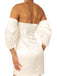 Simple Off-shoulder Sleeveless Short Mermaid White Homecoming Dresses For Party, PGH111