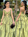 Formal Sweetheart Sleeveless A-line Satin Ruffles Long Prom Dresses For Party, PG443