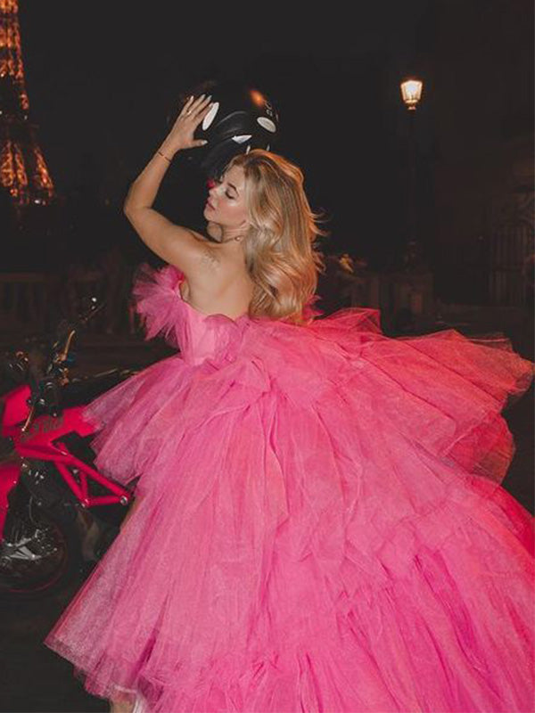 Elegant Sweetheart Sleeveless A-line Tulle Long Prom Dresses For Party, PG573