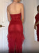 Elegant Spaghetti Strap Sleeveless Mermaid Satin Long Prom Dresses For Party, PG586