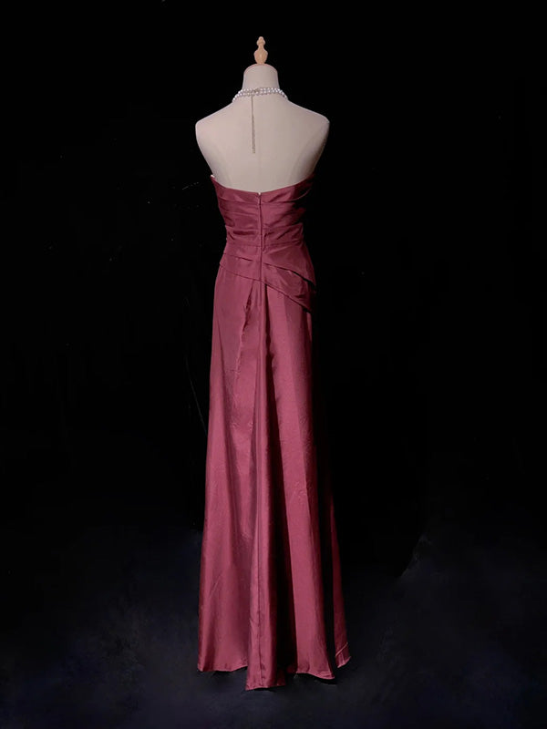 Simple Sweetheart Sleeveless Mermaid Satin Long Prom Dresses For Party, PG315