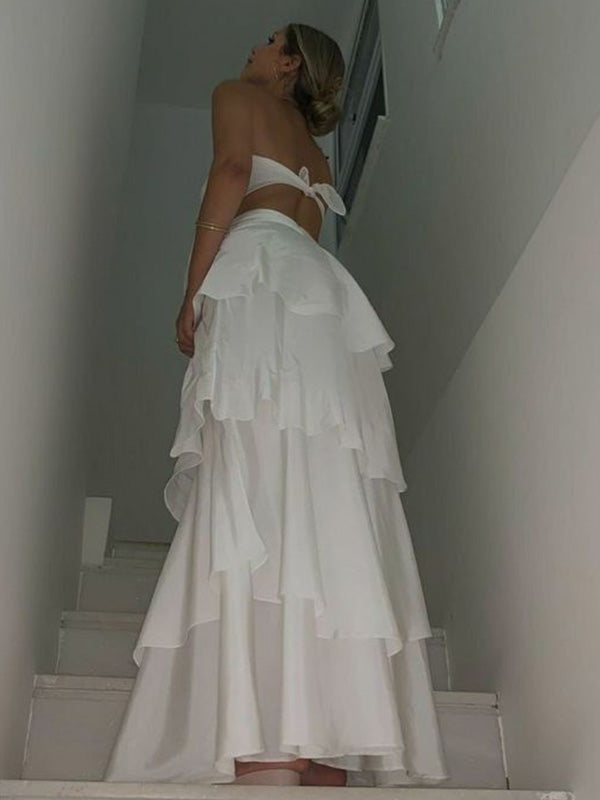 Soft Sweetheart Sleeveless Mermaid Satin Long Prom Dresses For Party, PG755