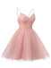 Sexy Spaghetti Strap Sleeveless Short A-line Tulle Homecoming Dresses For Party, PGH219