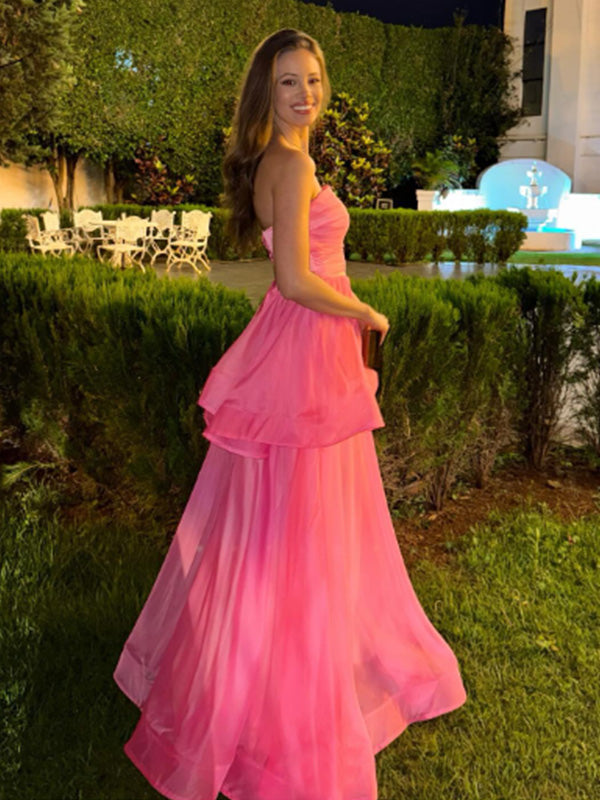 Formal Sweetheart Sleeveless A-line Tulle Long Prom Dresses For Party, PG670