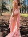 Sexy Spaghetti Strap Sleeveless Mermaid Satin Long Prom Dresses With Trailing For Party, PG231