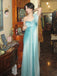 Soft One-shoulder Sleeveless Mermaid Satin Long Prom Dresses For Party, PG1014