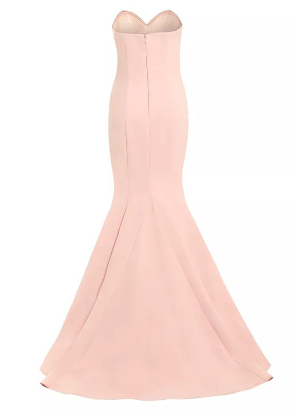 Simple Sweetheart Sleeveless Mermaid Satin Long Prom Dresses For Party, PG467