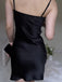 Sexy Spaghetti Strap Sleeveless Mermaid Satin Black Homecoming Dresses For Party, PGH351