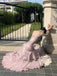 Soft Spaghetti Strap Sleeveless Mermaid Satin Long Prom Dresses For Party, PG589