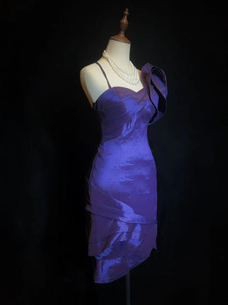 Elegant Spaghetti Strap Sleeveless Short Mermaid Satin Homecoming Dresses For Party, PGH279